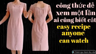 215✅:Công thức siêu dễ cách cắt may đầm chữ A cổ vuông nhún eo ai xem cũng tự cắt được mặc rất  đẹp