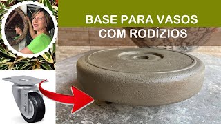 DIY - Cement pot base with casters: to move large pots easily