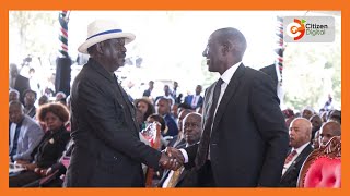 Raila Odinga arrives in Nyandarua for the burial of Mukami Kimathi