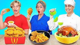 ME VS GRANDMA COOKING CHALLENGE || Funny Food & Kitchen Hacks by 123GO! CHALLENG