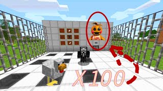 我的世界：100只“可爱小鸡”发起攻击？召唤五夜后宫！Minecraft亮哥说笑 玩具熊的五夜后宫