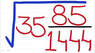 Square Root of a Mixed Fraction | square root of 35 whole 85/1444 | Squares and Square Root |