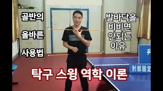 (한글자막) 중국 탁구 스윙 역학 이론 - 골반의 올바른사용법과 발바닥을 비비면 안되는 이유