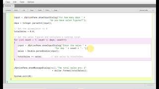Running Total with 'for' loop in Java (total sales)