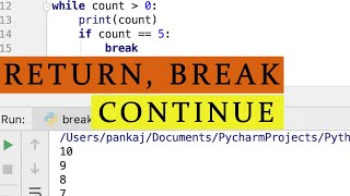 #24 Return Break And Continue Function In Python | Complete Python Tutorial For Beginners In Hindi |