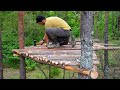 Building a Bushcraft Tree House | Building in the wild forest | Cozy TREE HOUSE