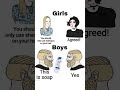 BOYS VS GIRLS MEMES 161 #memes #shorts