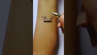 Cara Membuat Tato Simple K Mahkota 👑 #shorts #diyart #tattoos