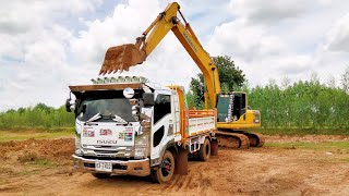 รถ 6 ล้อดั้ม isuzu FTR 210 โรโบคอป อู่ หรรษา สวยๆ รถแม็คโคร KOMATSU pc200-8 excavator dump truck