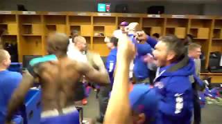 Buffalo Bills locker room celebrates entering in playoffs