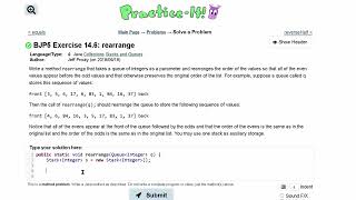 Java Practice It | Exercise 14.6: rearrange | Collections, #stacks and #queues , stacks, queues