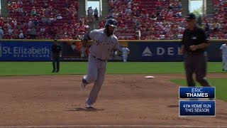 MIL@CIN: Thames unloads a solo homer to right field