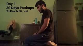 1 Jan - Day 1 -  30 days Pushup challenge to reach 50 pushups in 1 set.