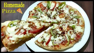 Pizza Recipe In Telugu || పిజ్జా తయారు  చేసే  విధానం 🍕 |Pizza Without Oven | Easy Homemade Pizza