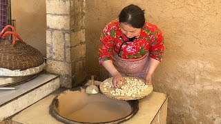 山上刨回白面土，倒进200度热锅里炒馍，酥香味浓奶奶吃了养胃【农村棉儿姐】