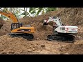 awesome rc construction double rc excavator rc huina 1594 u0026 wl1680 is working in mining