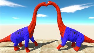 SPIDERMAN BRACHIOSAURUS vs SPIDERMAN BRACHIOSAURUS DEATH FALL - Animal Revolt Battle Simulator