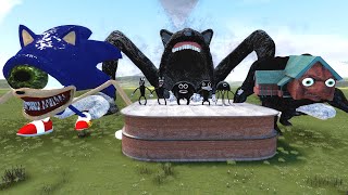 GARTEN OF BANBAN FAMILY VS CARTOON CAT EATER VS CRUCIFIX  in Garry's Mod!