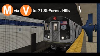 OpenBVE NYC Subway IND Operation: (M) Train via the (V) Line to 71 St-Forest Hills (R160A)