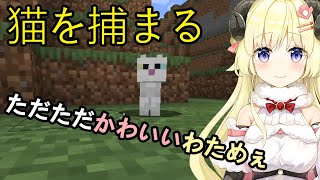 【Minecraft】猫と戯れるわためぇ 【角巻わため/ホロライブ切り抜き】