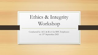 Ethics & Integrity Workshop (ACC Session 2)