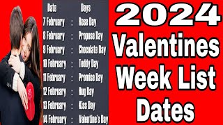 valentine day| valentine day kab hai 2024|Valentine Day Dates 2024 || Valentine Week List Dates 2024