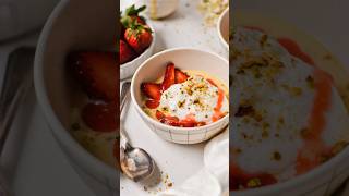 Strawberry floating island dessert!