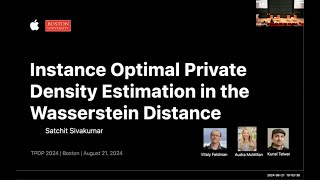 Satchit Sivakumar - Instance-Optimal Private Density Estimation in the Wasserstein Distance