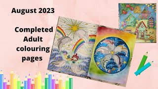 Completed pages for August 2023 - Adult colouring