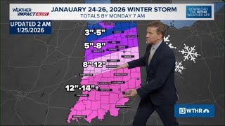 Early Sunday morning update on snow totals, winter storm in Indiana