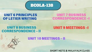 BCOLA-138|BUSINESS COMMUNICATION|UNIT-6|UNIT-7|UNIT-8|UNIT-9|UNIT-10|IGNOU