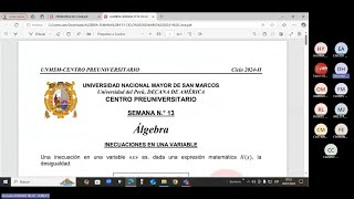 Álgebra - Semana 13 - Pre San Marcos Ciclo 2024-II (Nuevo Ciclo)