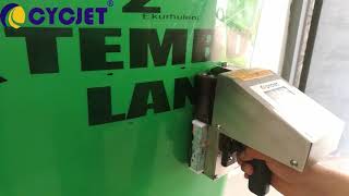 CYCJET Large Character Hand Jet Printer Plastic Drum Printing/How to print logo on Plastic Tnak