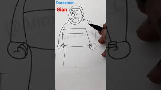 Draw Gian Very Easy | Doraemon Friend Gian Drawing Easy #shorts #Anmolartclub