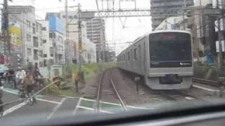 小田急ロマンスカー 旧塗装LSE車・町田駅出発　補助警笛吹鳴