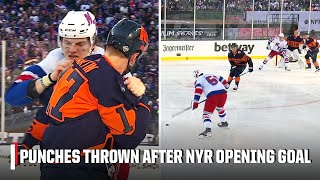 Rangers-Islanders fight just 90 seconds after opening faceoff | 2024 Stadium Series | NHL on ESPN