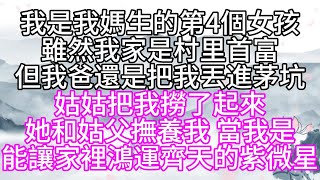 我是我媽生的第4個女孩，雖然我家是村里首富，但我爸還是把我丟進茅坑，姑姑把我撈了起來，她和姑父撫養我，當我是，能讓家裡鴻運齊天的紫微星【幸福人生】