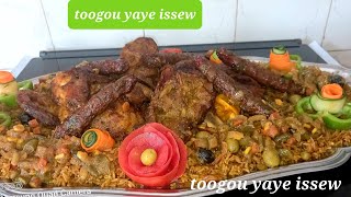 thiebou yappou vermicelles poulet agneau  avec  brochette de viande hachèe bon gamou