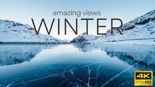 4K Winter - scenic views | nature | joy | relaxing music | forests | snow | 60fps