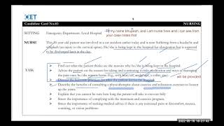 oet speaking role play | Patient having whiplash and headache after accident | Under observation