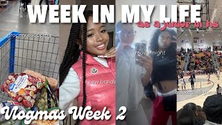 VLOGMAS WEEK 2: Week In My Life *REALISTIC* | new braids, grocery shopping, school grwms, bb game