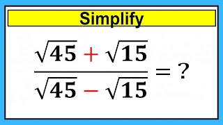 Nice Algebra Math Simplification Problem | Square Root Math Simplification