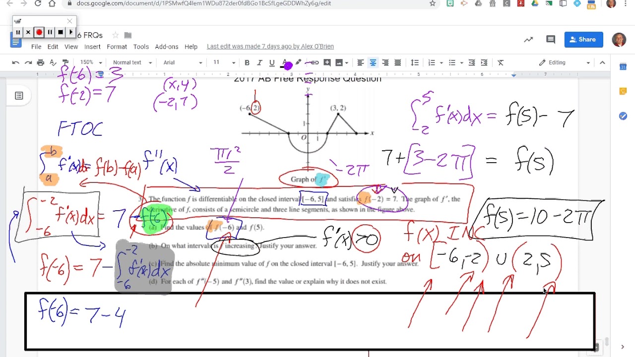 AP Calc AB - FRQs - DAY 9 (Part 2) - YouTube