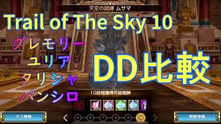 【キンスレ】天空の試練｜グレモリー・ユリア・タリシャ・パンシロ4体のDD比較【Trail of the Sky 10】