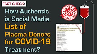 FACT CHECK: How Authentic is Social Media List of Plasma Donors for COVID-19 Treatment?