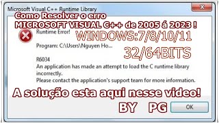 COMO RESOLVER ERRO : MICROSOFT VISUAL C++ de 2005 á 2024