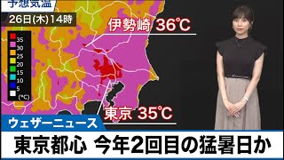 あす26日、東京都心は35℃予想で今年2回目の猛暑日か　関東各地で厳しい残暑に