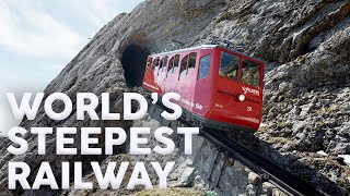 World's Steepest Railway (Pilatus Railway in Switzerland) (Cab view / Zug Führerstandsmitfahrt)