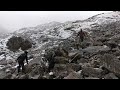 fully loaded horse topples on the moraine