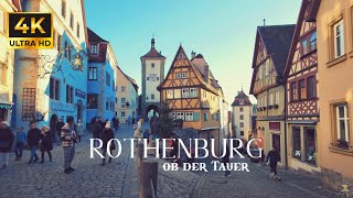 ROTHENBURG ob der Tauer 4K. Walking Tour. Beautiful medieval town in Germany.